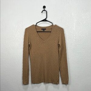 Tommy Hilfiger Women’s Camel V-Neck Sweater Long Sleeves Textured Sz XS Casual